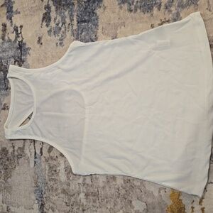 Asymmetric Racerback White Ribbed Tank Top